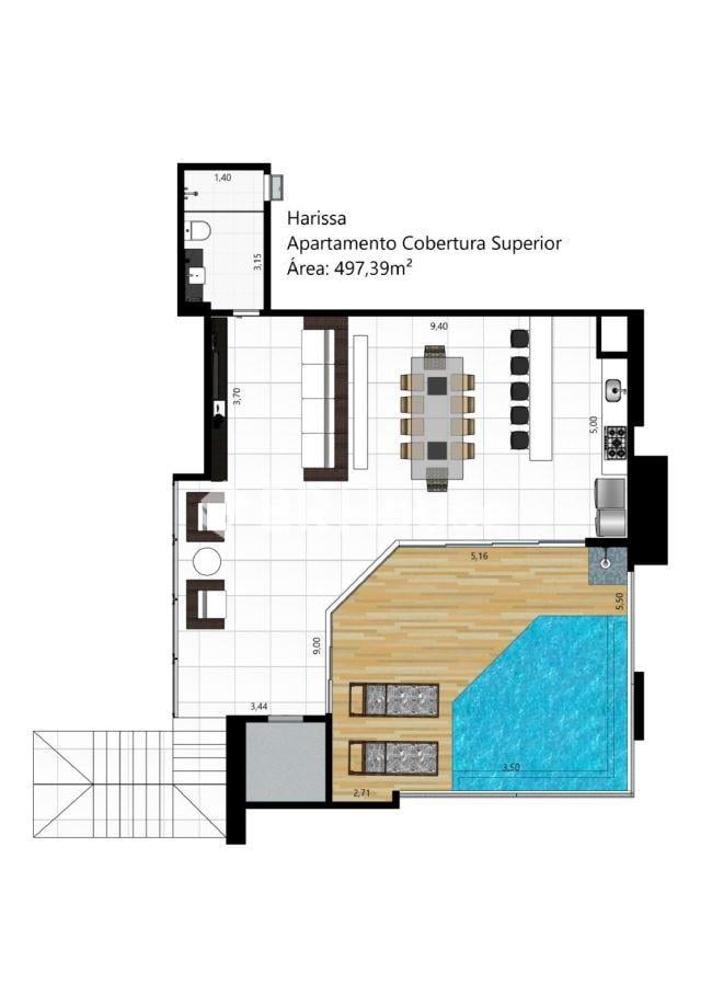 Harissa – Planta – Apartamento Cobertura Superior – 497,39 m²