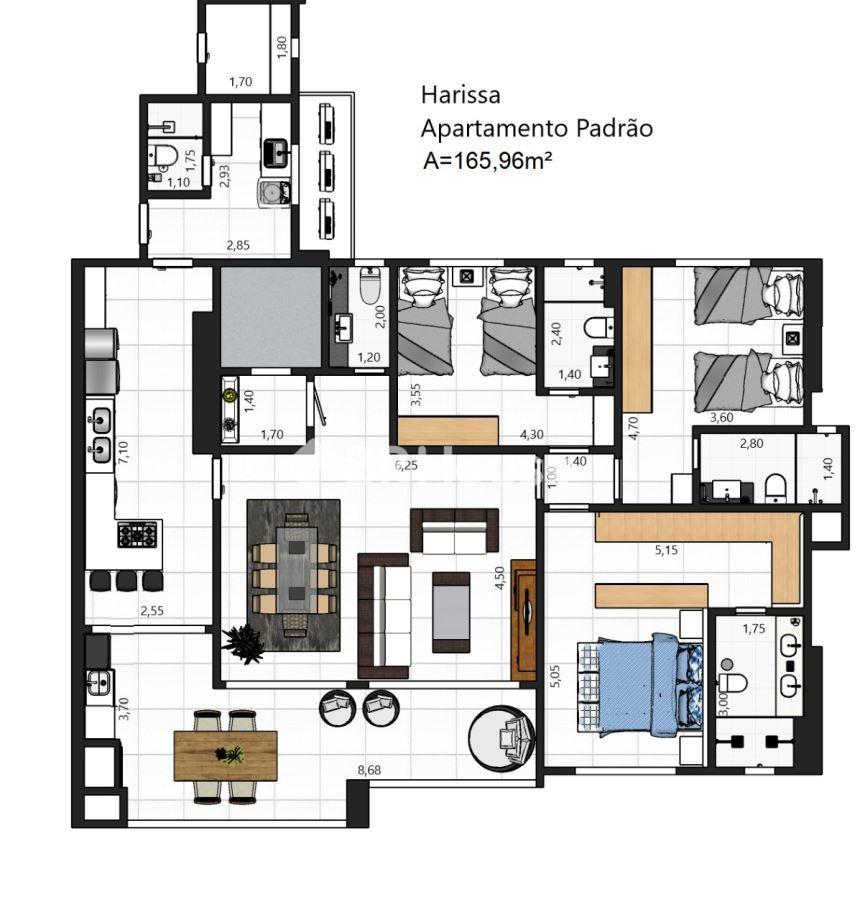 Harissa – Planta – Apartamento 3 quartos – 165,96 m²
